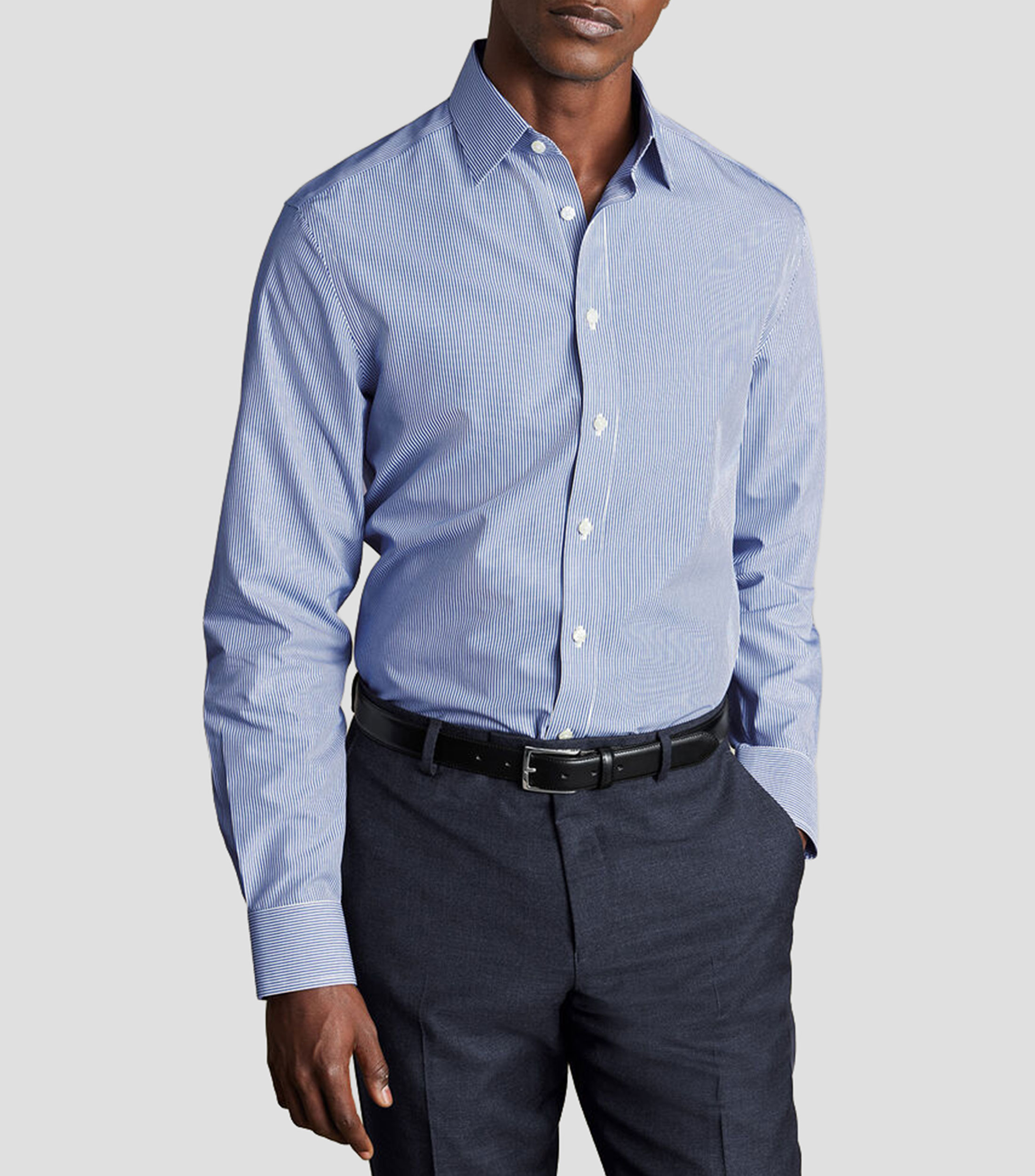 Camisa de vestir a rayas manga larga Hombre